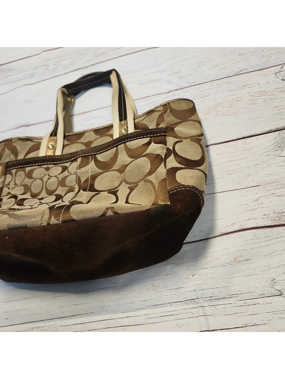 Coach Vintage Signature Patchwork Tote Bag Brown - Picture 7 of 13